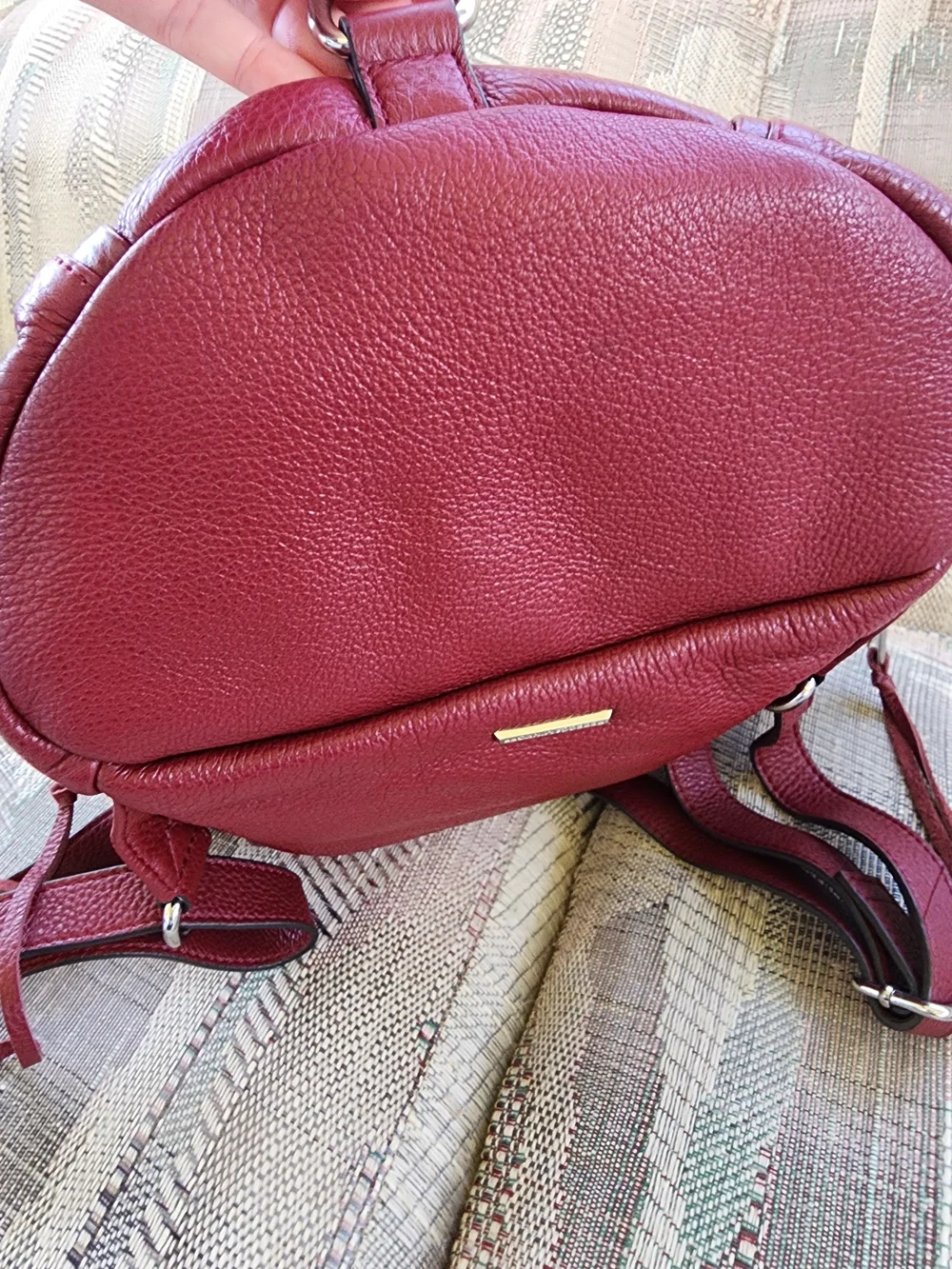 Rebecca Minkoff Burgundy Pebbled Leather Backpack